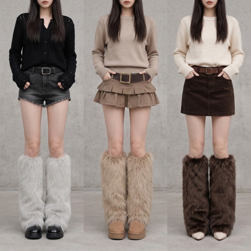 Women'S Shoes Y2K - Colorful Faux Fur Leg Warmers Y2K