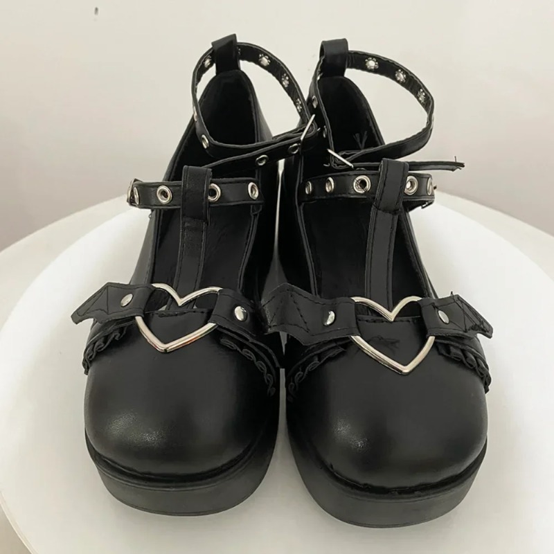 New Sweet Heart Buckle Wedges  - Mary Jane Shoes 评论和价格