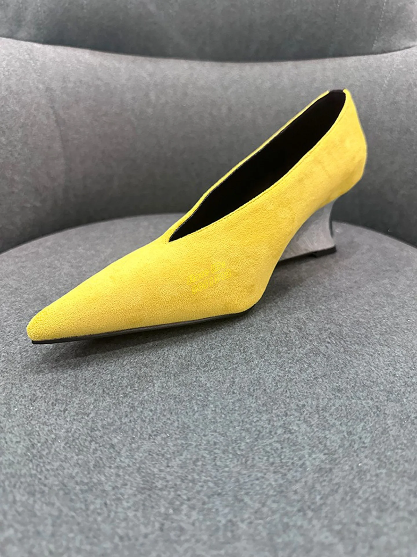 Yellow Suede Slip On Pumps Wed - Women'S Shoes Burgundy 评论和价格
