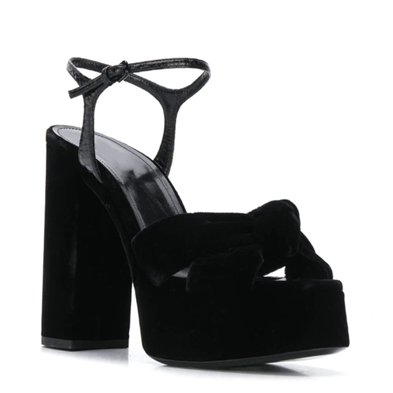 Burgundy Velvet Knot Peep Toe  - Women'S Shoes Burgundy 评论和价格