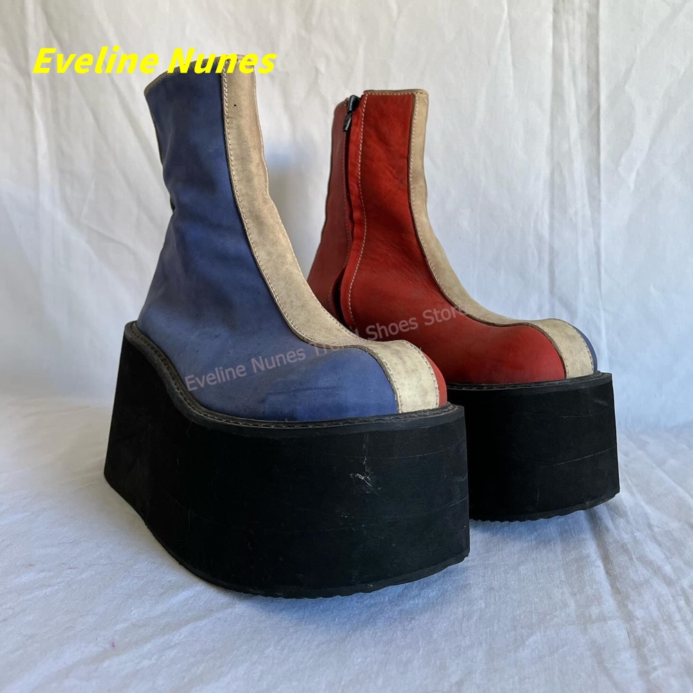 Y2K Red Blue Platform Ankle Bo - Women'S Shoes Y2K 评论和价格