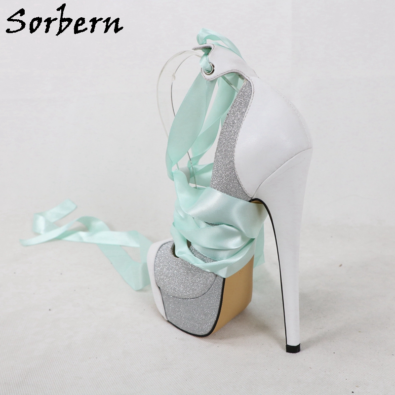 Sorbern White Real Leather Wom - Ribbon Tie Heel 评论和价格