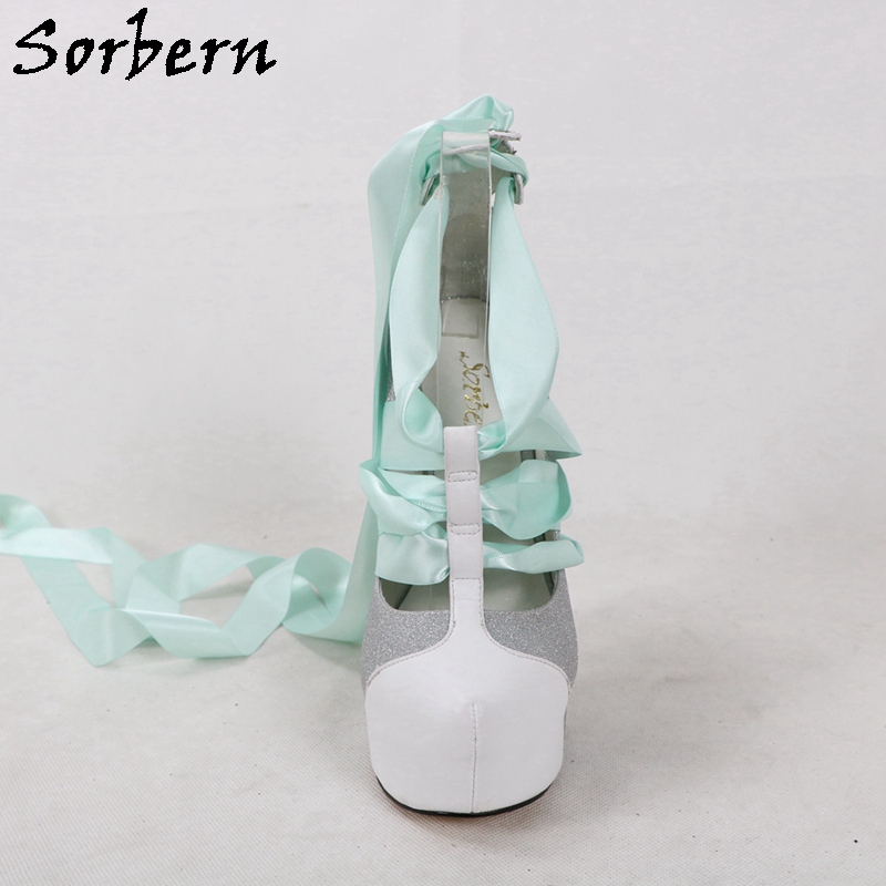 Sorbern White Real Leather Wom - Ribbon Tie Heel 评论和价格