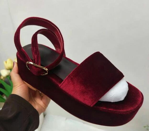 Burgundy Velvet Round Open Toe - Women'S Shoes Burgundy 评论和价格