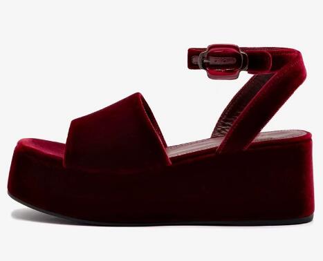 Burgundy Velvet Round Open Toe - Women'S Shoes Burgundy 评论和价格