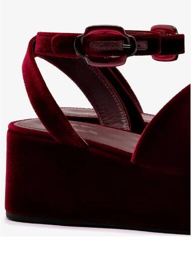 Burgundy Velvet Round Open Toe - Women'S Shoes Burgundy 评论和价格