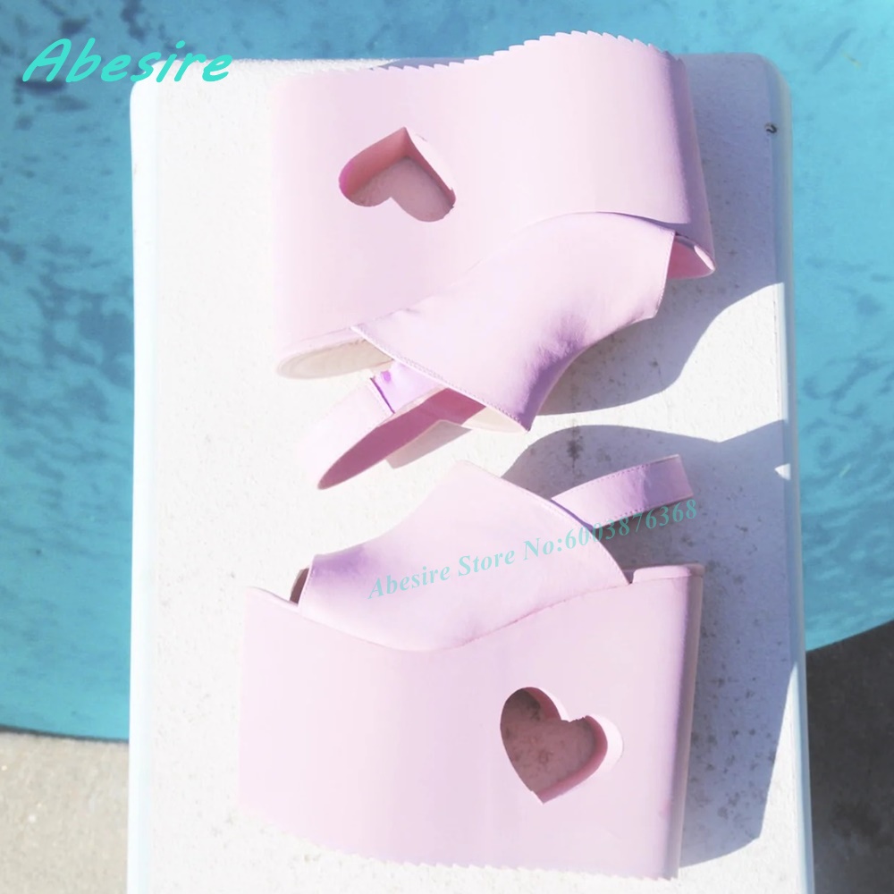 Pink Heart Cutout Wedge Platfo - Women'S Shoes Y2K 评论和价格