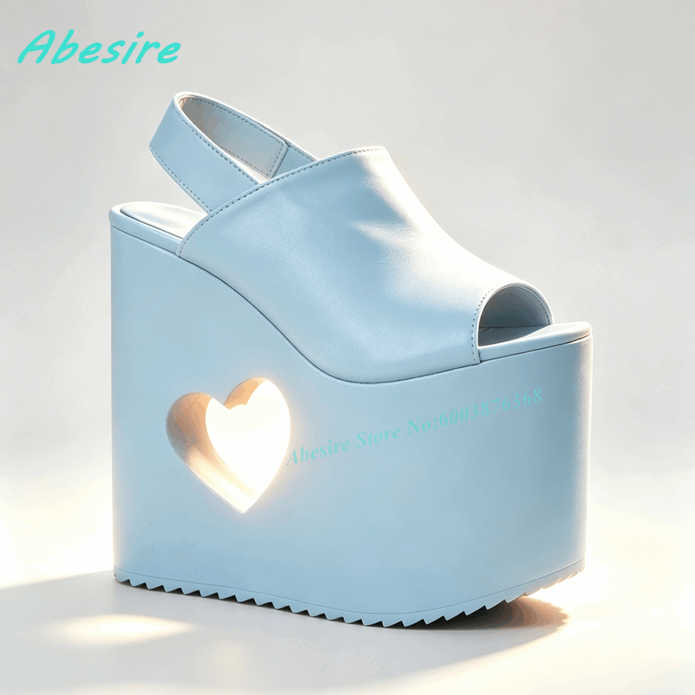 Pink Heart Cutout Wedge Platfo - Women'S Shoes Y2K 评论和价格