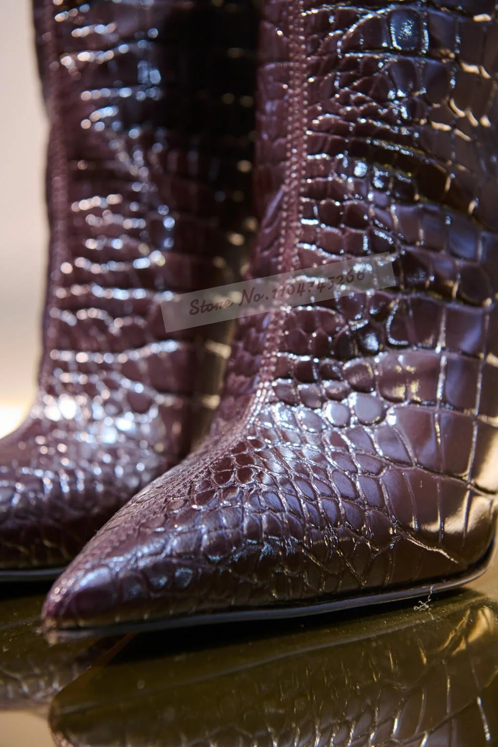 Burgundy Crocodile Thin High H - Women'S Shoes Burgundy 评论和价格