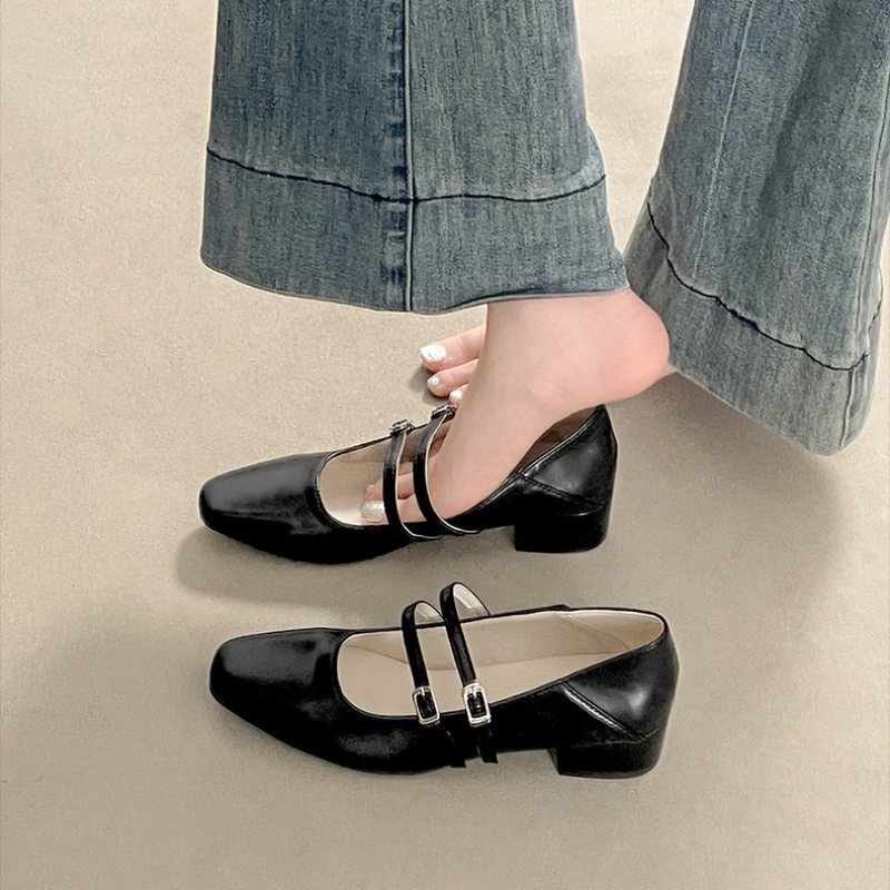 Square Toe Low Heel Women Silv - Mary Jane Shoes 评论和价格
