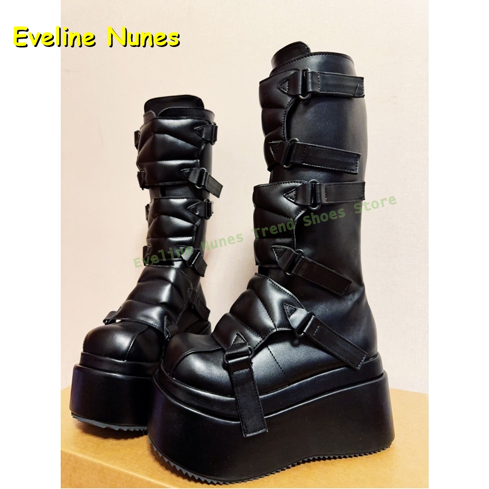 Black Buckle Cyberpunk Y2K Kne - Women'S Shoes Y2K 评论和价格