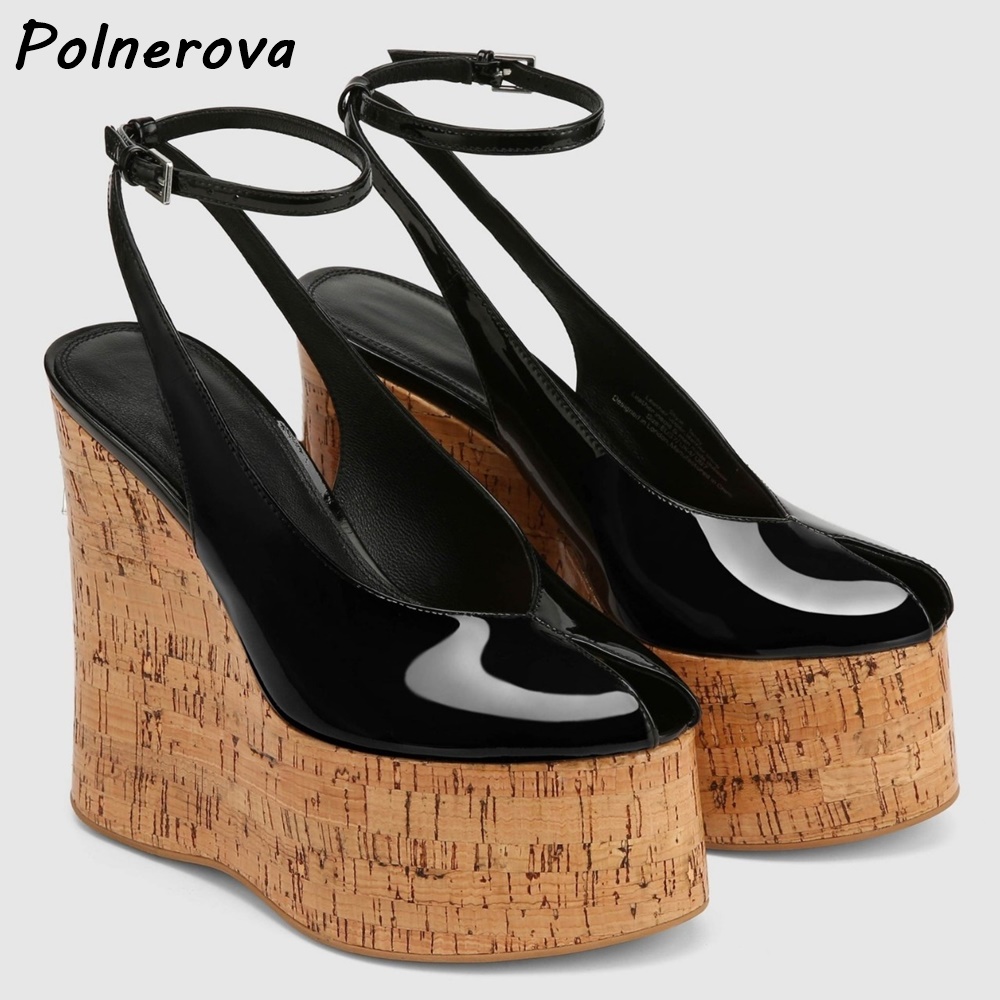 Patent Leather Wedge Platform  - Women'S Shoes Y2K 评论和价格