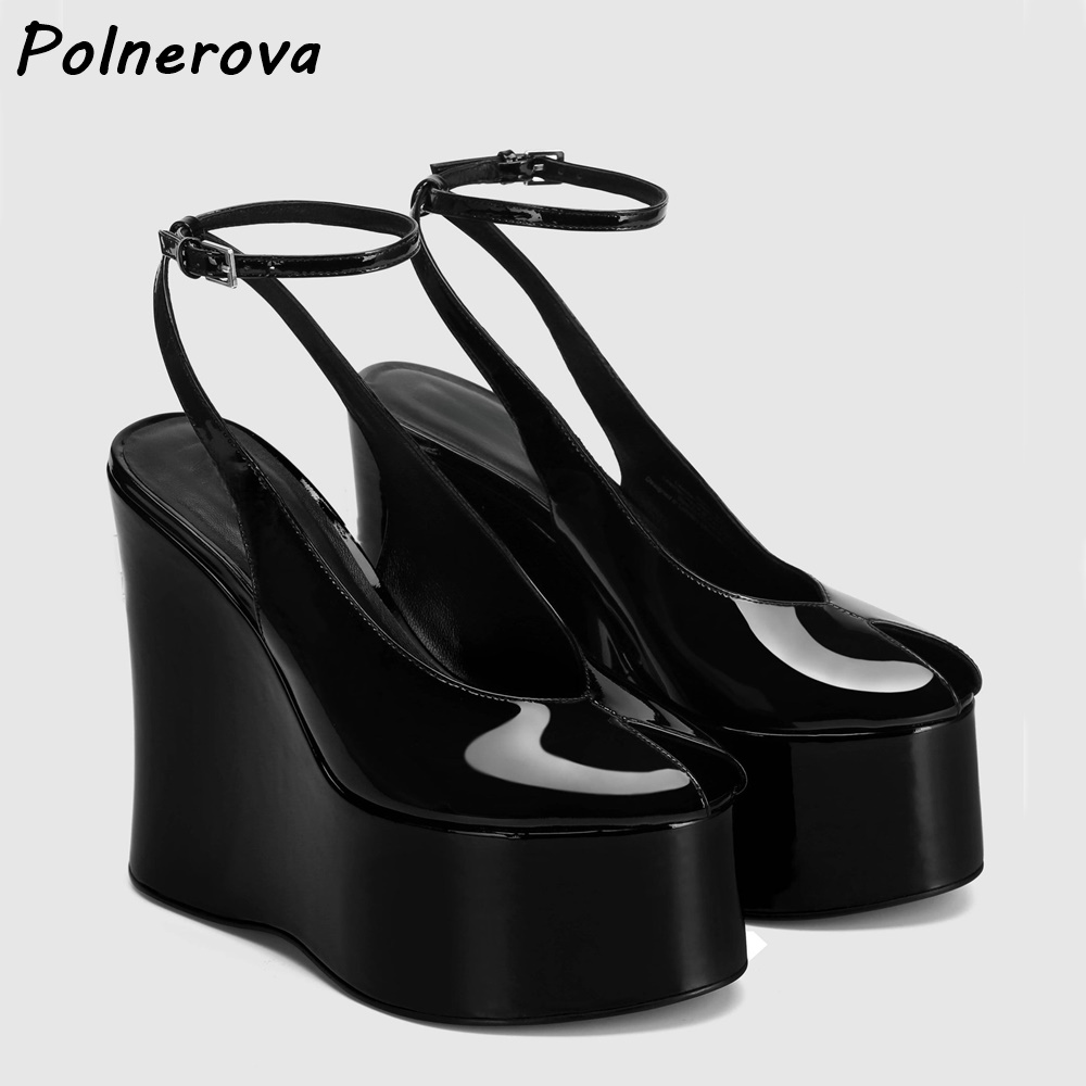 Patent Leather Wedge Platform  - Women'S Shoes Y2K 评论和价格