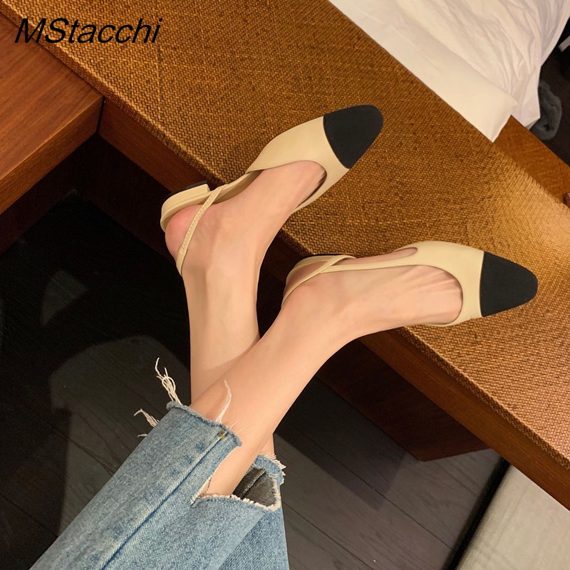 Patchwork Leather Slingbacks W - Women Shoes Zara 评论和价格